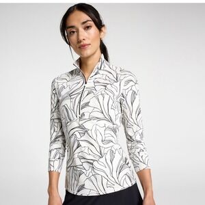 CALIA by Carrie Underwood Womens POWERMOVE GOLF Quarter Zip Top Floral Print XS